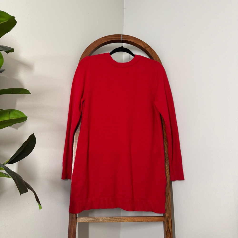 Anthropologie LARGE Red Serena V-neck Button Knit Sweater - Picture 3 of 9